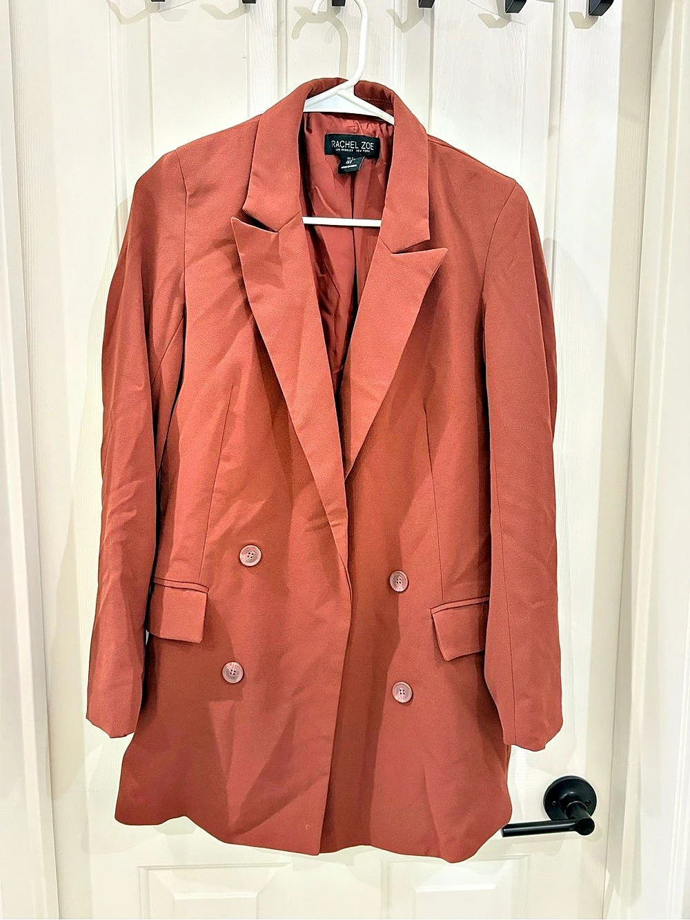 Rachel Zoe fitted open Double-Breasted a-line Blazer in Rust Brown Size S